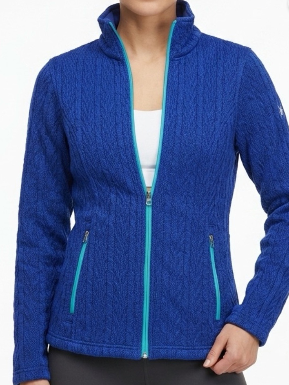 Spyder Women's Deep Blue Cold Weather Jacket with Teal Trim
